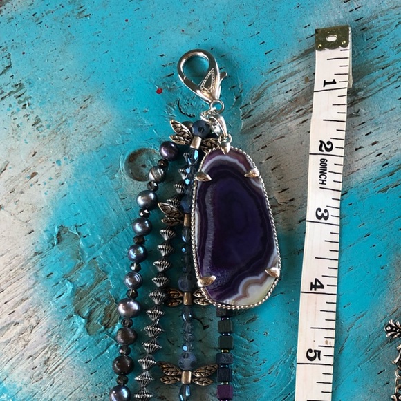 🦄 Beaded Bling Purse Bag Geode Charm Keychain - Picture 3 of 14